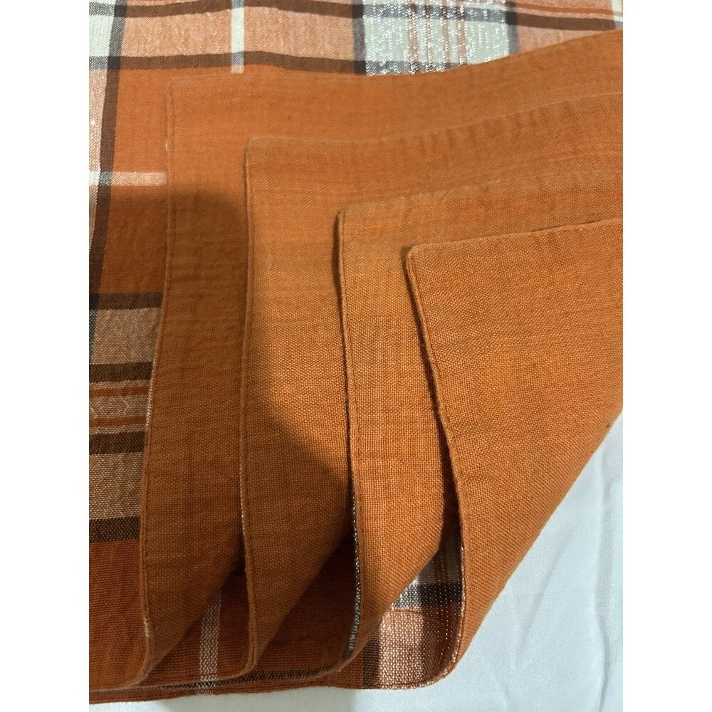 Trends Collections Plaid Rectangular Orange Cotton/Lurex Placemats Machine Wash